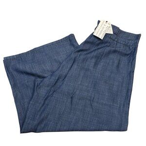 Standards and Practices Pants Womens 16 Chambray Wide Leg Cropped Paperbag Waist